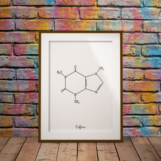 Buy caffeine coffees coffee chemical science helix print art decor wall print fun nerdy geek science chemistry morning joe breakfast