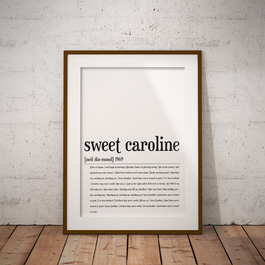 Christmas buy lyric dictionary print tyson fury sweet caroline print wall decor art pixel8er