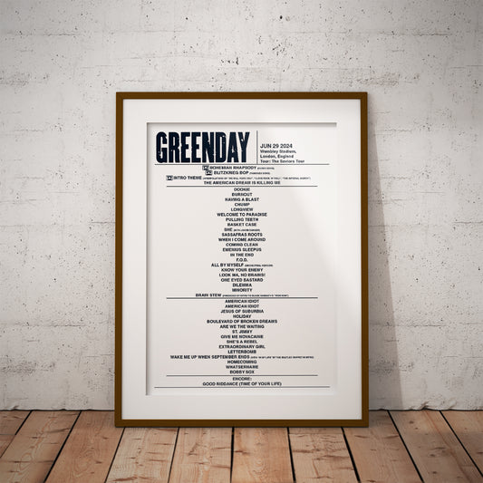 buy pixel8er green day saviours tour set list dookie print gift american idiot basket case wembley broken dreams bastard dream bobby sox letterbomb