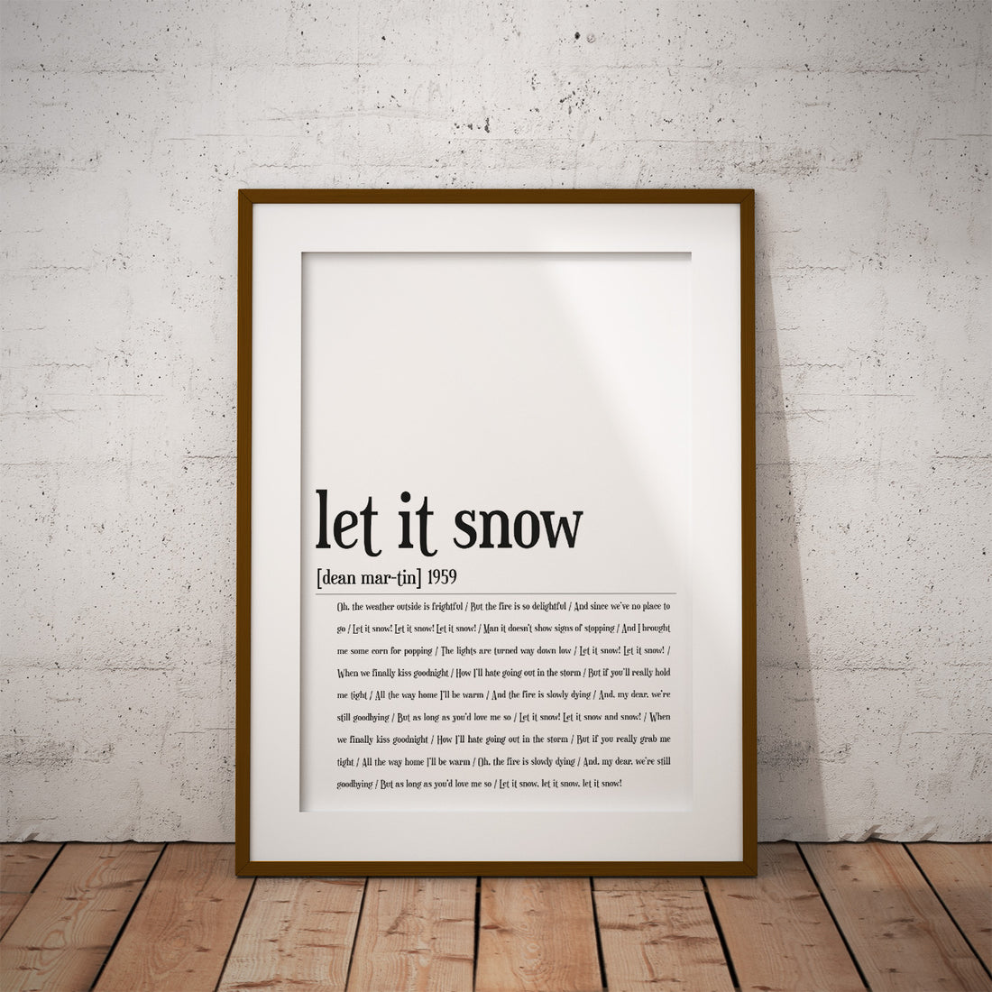 buy song lyric let it snow dean martin christmas custom personalised print wall decor fun art pixel8er cold weather gift song anniversary