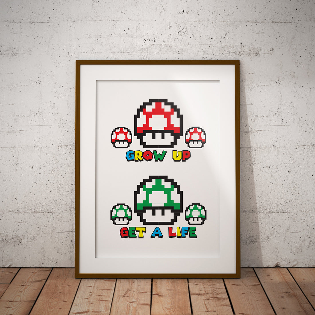 buy grow up get a life geek nerd pixel8er decor gamer game room print mushroom mario power up