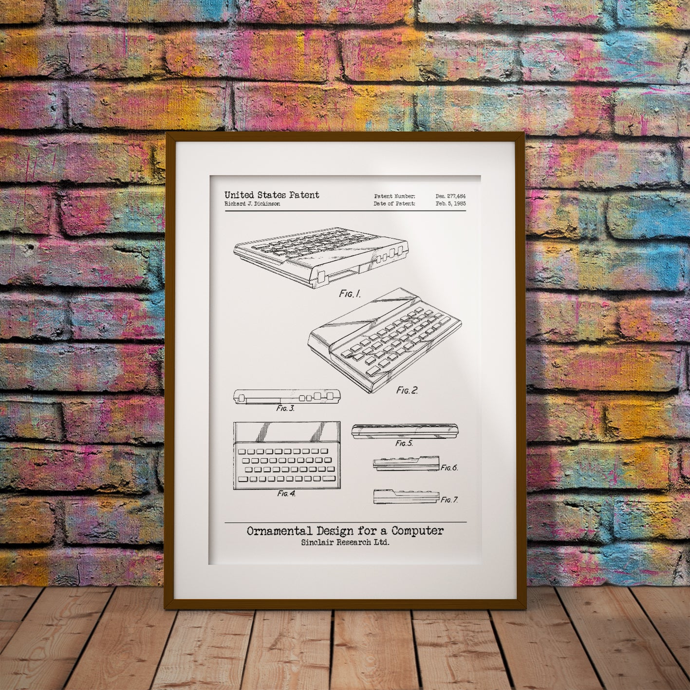 buy Sinclair 48k Spectrum Patent Art Print Pixel8er buy geek nerd decor fun retro gamer 80s computer programmer basic 8bit electronics instant printable digital download downloadable