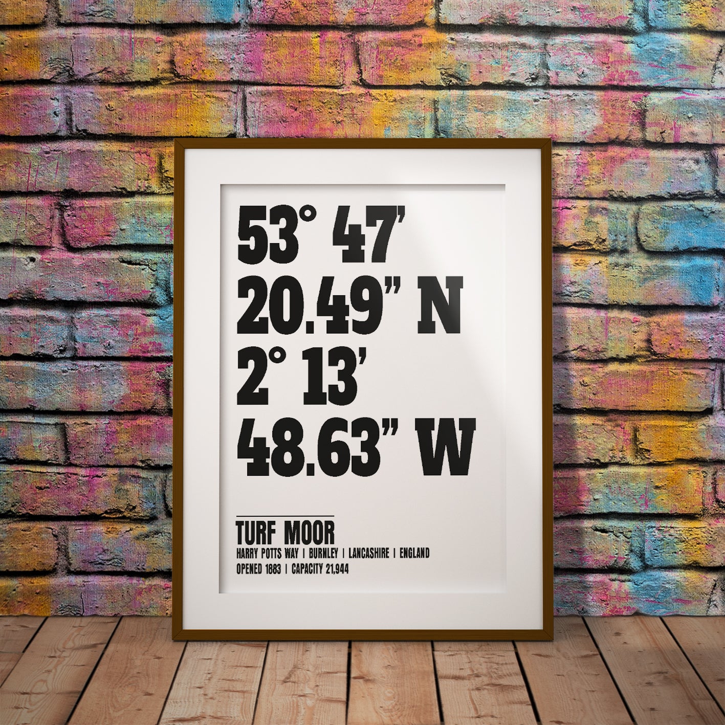 buy Burnley Turf Moor Stadium Coordinates print pixel8er decor location football gift instant digital download downloadable printable dms geography