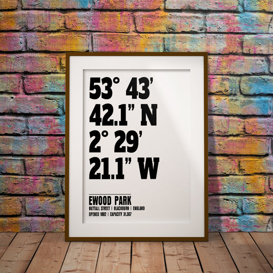 buy blackburn rovers ewood park stadium coordinates location dms geography print art pixel8er wall decor gift instant digital downloadable printable download