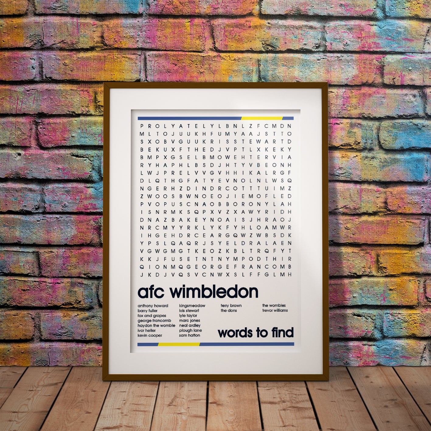 afc wimbledon dons wombles plough lane sam hatton buy football fan gift art fun wordsearch history famous stadiums soccer man cave nerd supporter club teaser wall decor instant download downloadable printable art