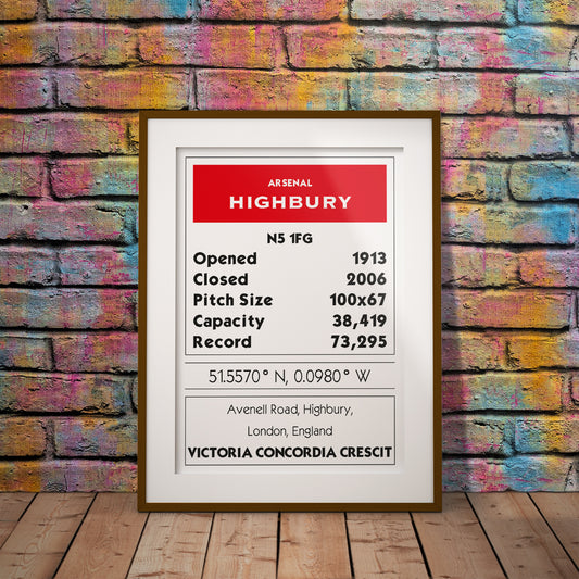 arsenal highbury history gunners dons buy geography football fun location soccer dms coordinates monopoly deed art print pixel8er gaming retro instant digital downloadable download printable