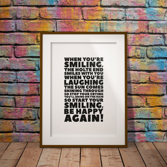 aston villa holte end smiling lyrics chant football sport print art decor words pixel8er villains laughing birmingham clarets fan song words 