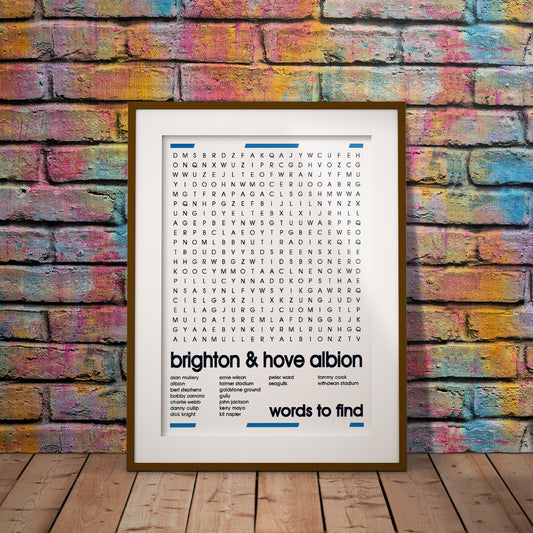 brighton hove seagulls buy football fan gift art fun wordsearch history famous stadiums soccer man cave nerd supporter club teaser wall decor download downloadable instant digital print