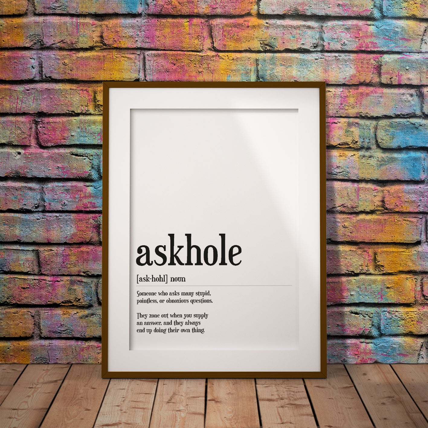 buy askhole word funny definition dictionary questions wall art decor print noun humour funny pixel8er office wall art funny slang questions zone out English