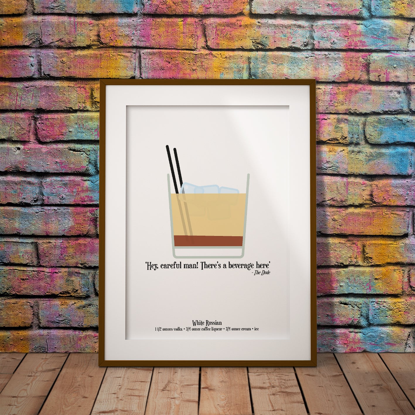 buy gift present big lebowski the dude white russian quote drink cocktail alcohol recipe print careful man beverage pixel8er drink movie Cohen bridges quote nerd culture fun wall decor art comedy classic 