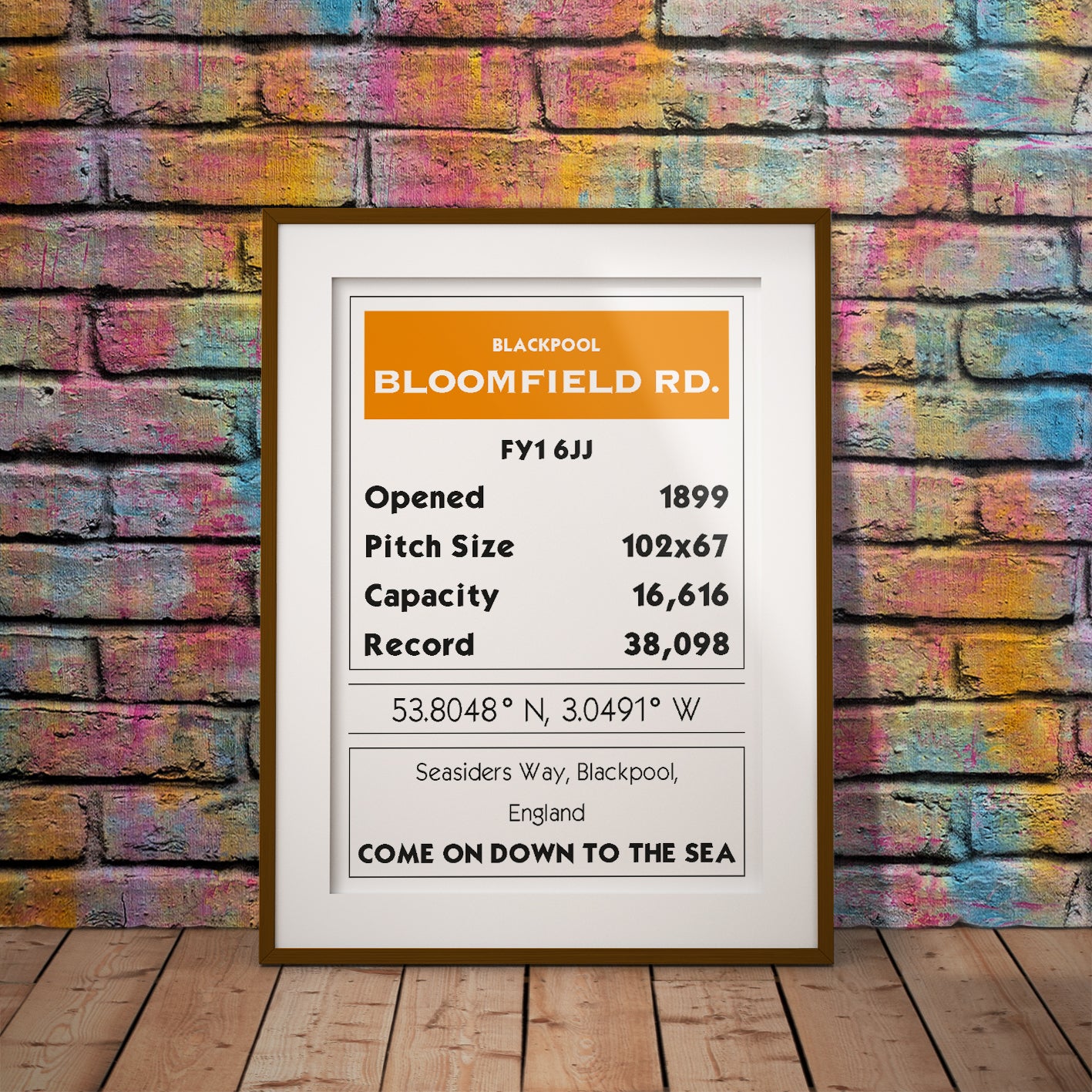 gift present buy blackpool football seasiders tangerines bloomfield road fy16jj monopoly card geek football fan seasiders way nerd soccer print minimalist pixel8er