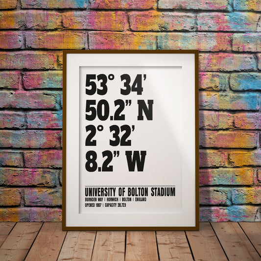 buy bolton wanderers stadium coordinates print football decor wall art sports pixel8er instant downloadable location dms gps printable download university trotters