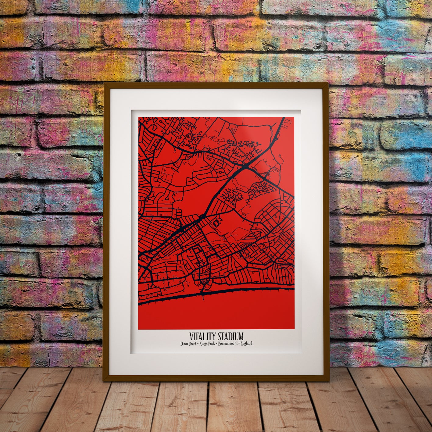 buy bournemouth vitality cherries stadium coordinates location dms geography print art pixel8er wall decor gift black white colour red