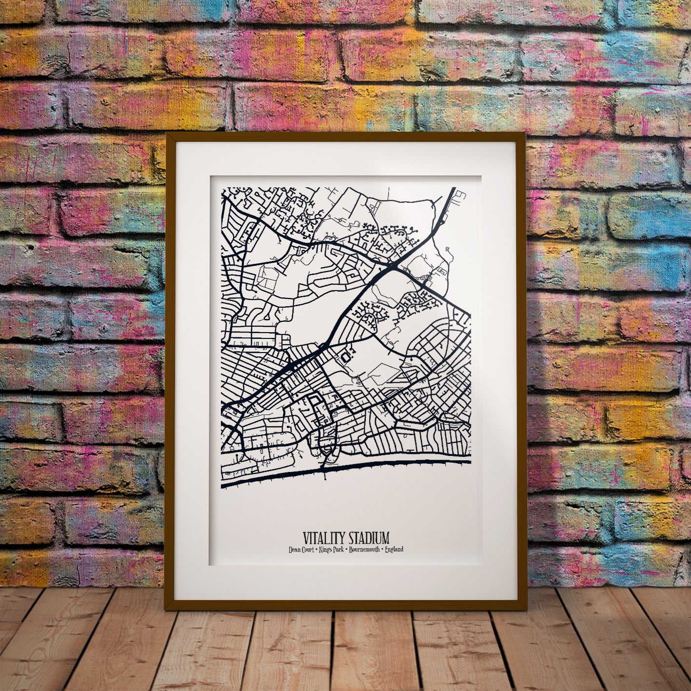 buy bournemouth vitality cherries stadium coordinates location dms geography print art pixel8er wall decor gift black white colour red