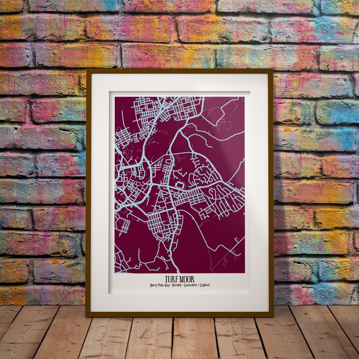 buy mono burnley turf moor clarets stadium coordinates location dms geography print art pixel8er wall decor gift black white instant digital downloadable printable download