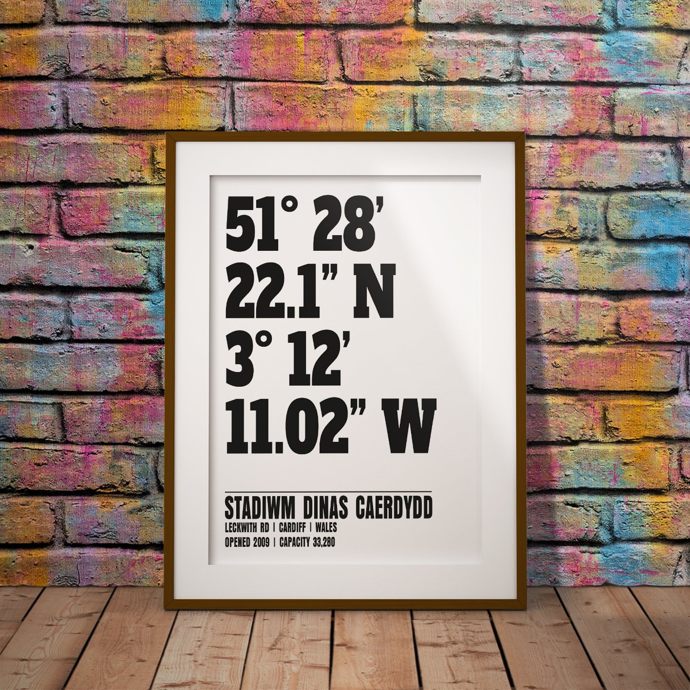 buy cardiff stadium stadiwm dinas caerdydd city coordinates dms print art football decor pixel8er instant digital download printable downloadable Wales soccer bluebirds location geography place where leckwith road