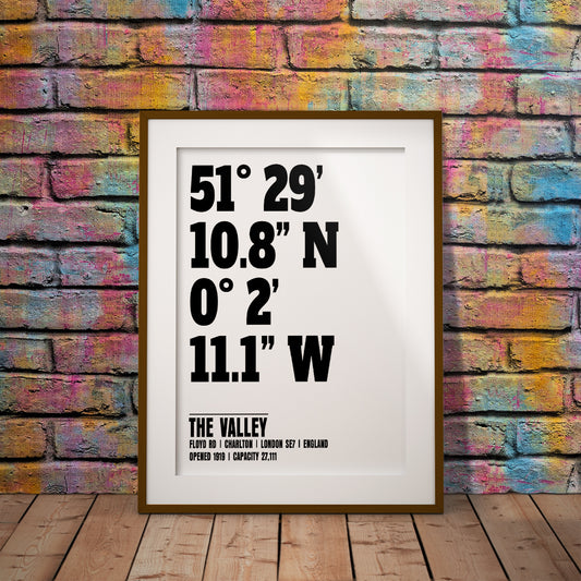 buy charlton athletic the valley valiants stadium coordinates location dms geography print art pixel8er wall decor gift instant digital download printable