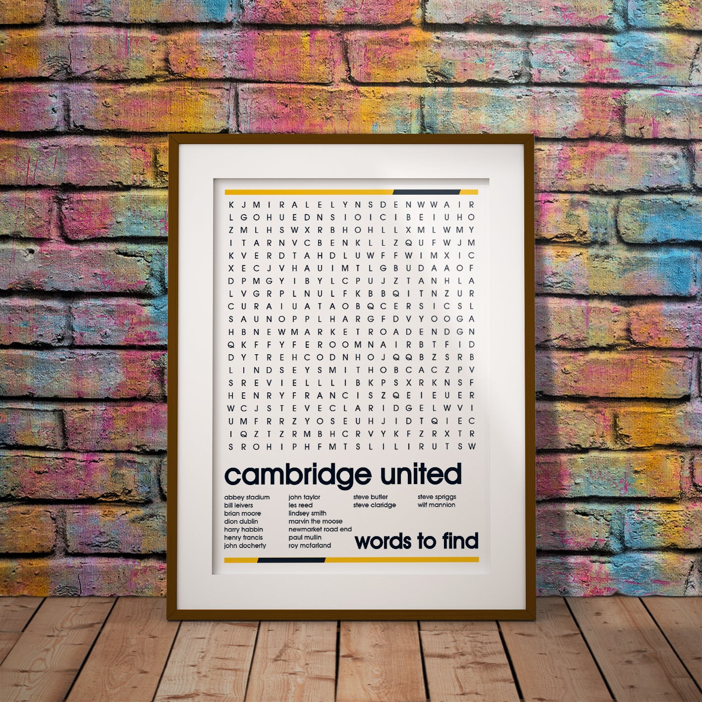 print art buy claridge mannion marvin moose dion dublin cambridge united abbey stadium buy football fan gift art fun wordsearch history famous stadiums soccer man cave nerd supporter club teaser wall decor  