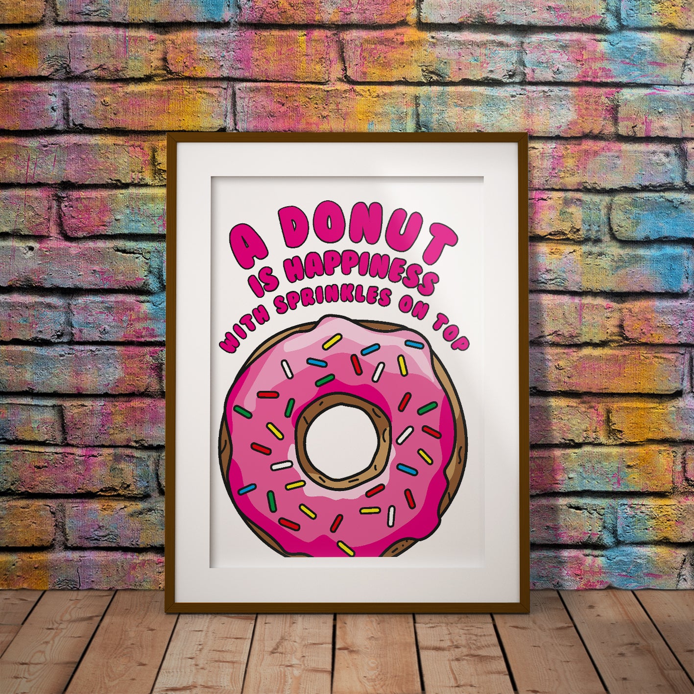 buy Simpsons donut is happiness with sprinkles cartoon happy geek nerd print art poster design pixel8er motivational kitchen homer funny cartoon instant print gift downloadble downlad printable