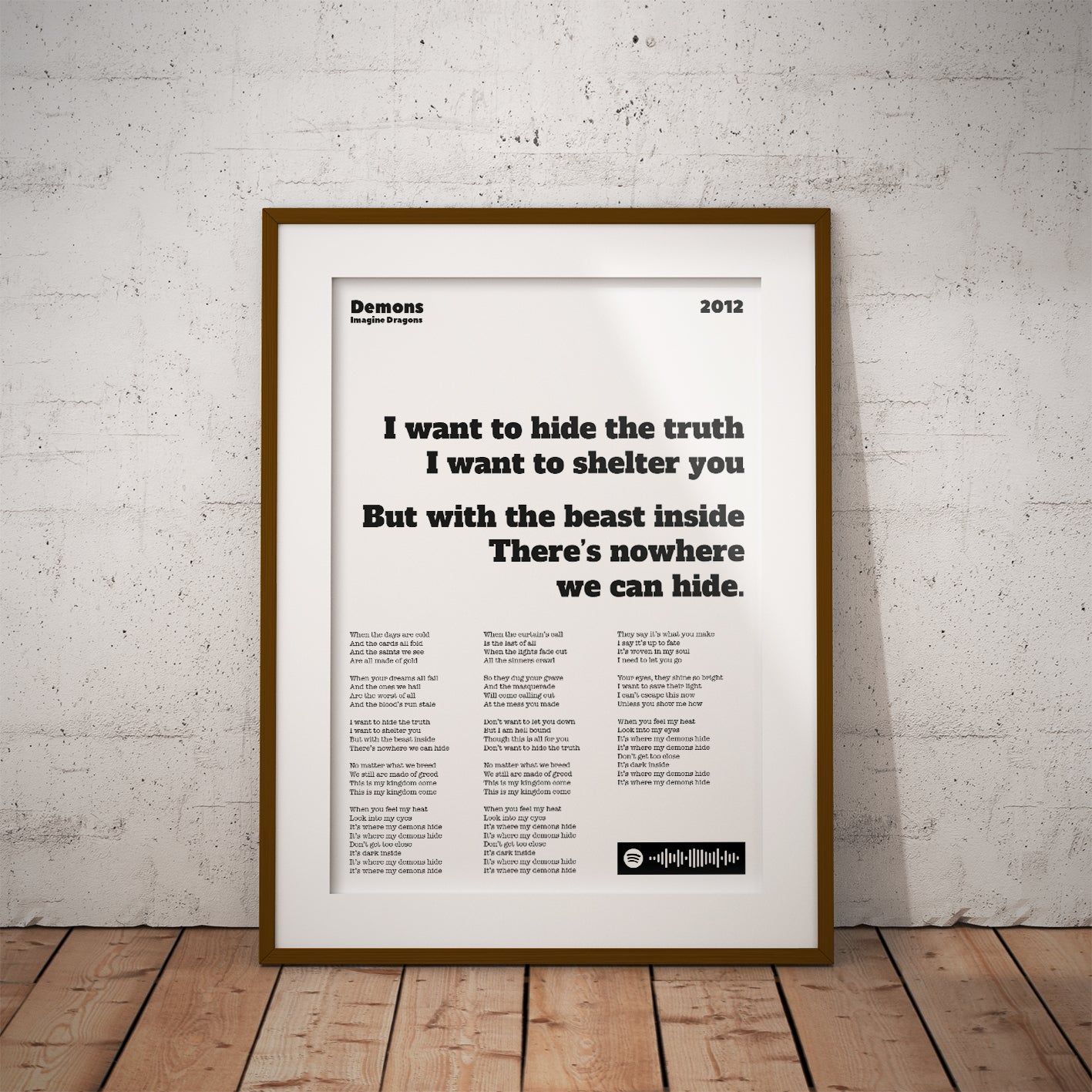 buy gift print custom lyric imagine dragons demons pop rock metal  metallica beatles singer song charts music tune wall decor