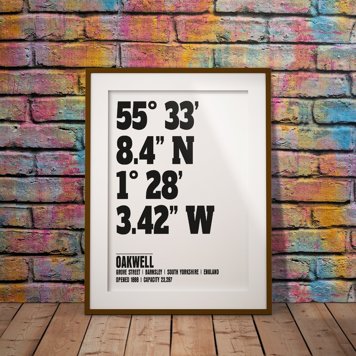 buy Barnsley Oakwell stadium coordinate location print football art geography fan pixel8er instant digital download printable downloadable