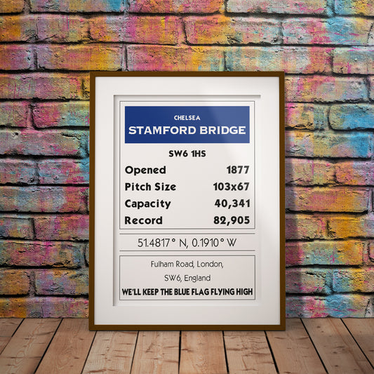 Chelsea Stamford Bridge Property Card Style Unframed Print