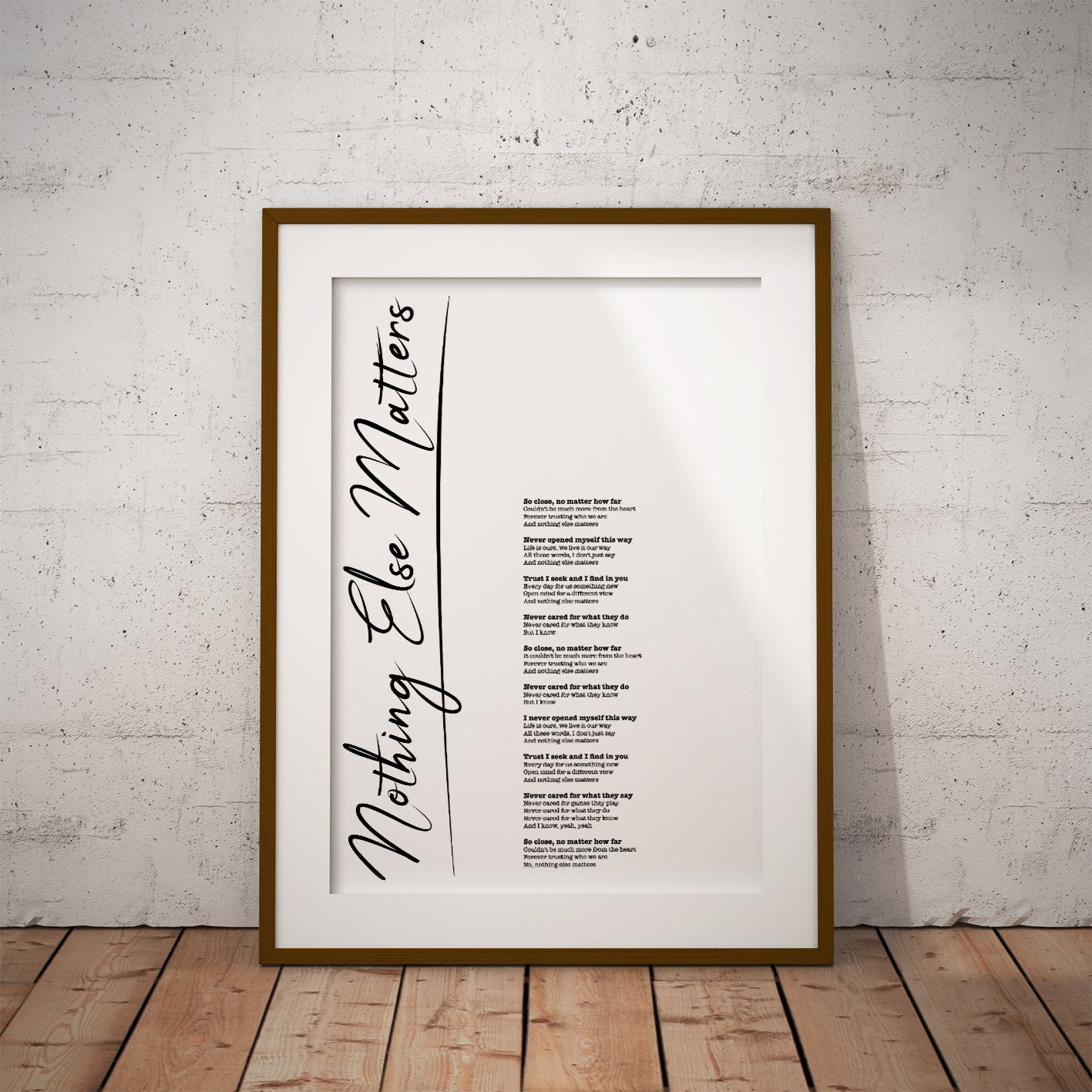 Metallica sabbath nothing else matters Custom lyric rock rap metal pop dance disco chart song music lyric design wall decor gift present fun nerd living custom bespoke pixel8er