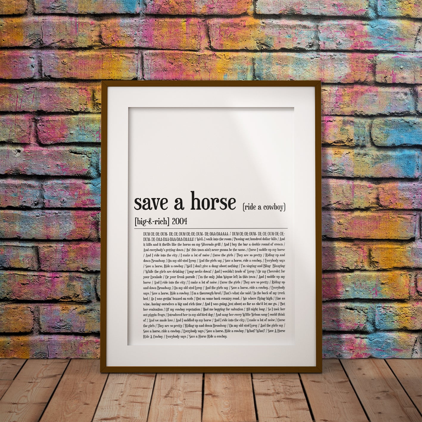 save horse ride cowboy country big rich rock pop music buy custom personalised lyric gift art dictionary wall decor bespoke pixel8er