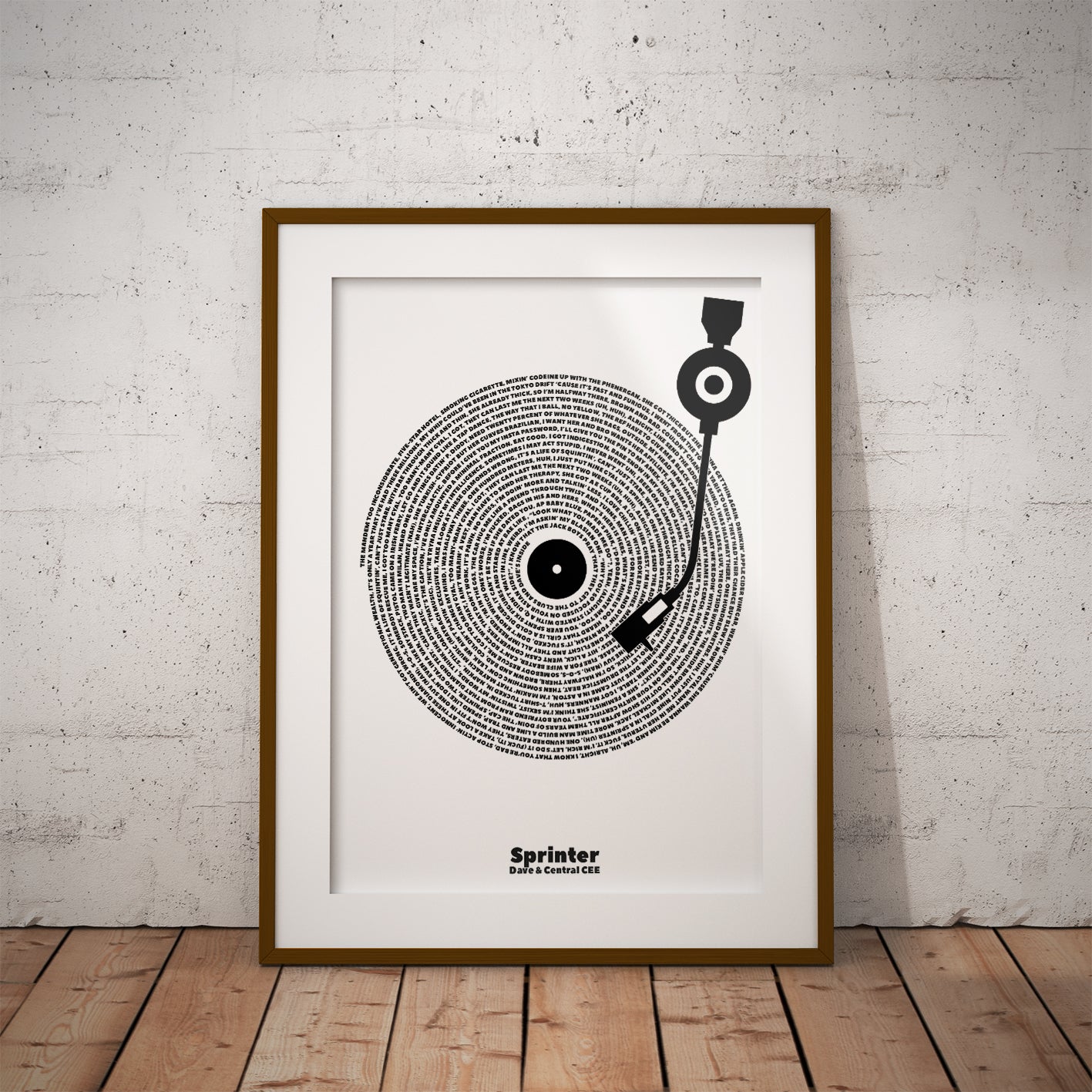 sprinter dave central cee charts music buy custom lyric print spiral record minimalist tone arm dj record player gift wedding birthday music pop rock alt metal song beatles adele queen wall decor pixel8er christmas spinning