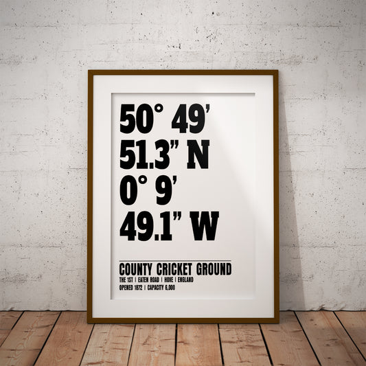 Sussex County Ground Coordinates Unframed Print