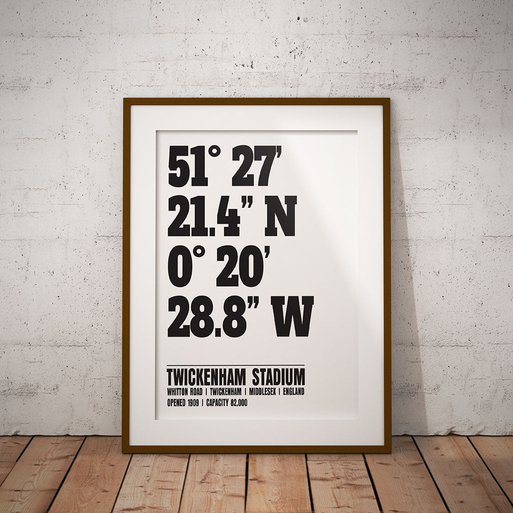 buy gound home Twickenham rugby coordinates stadium location print design geography pixel8er sport