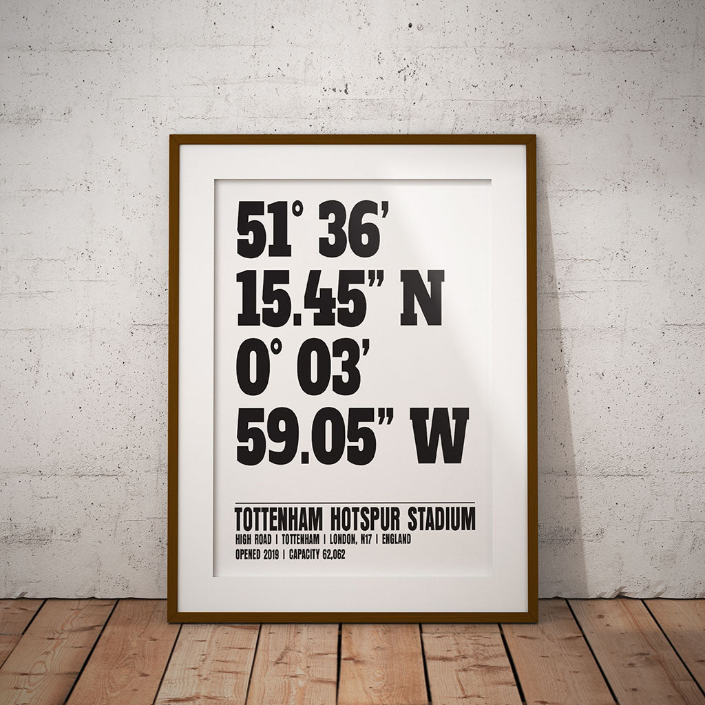 buy Tottenham hotspur stadium location dms coordinates football gift ground geography print pixel8er