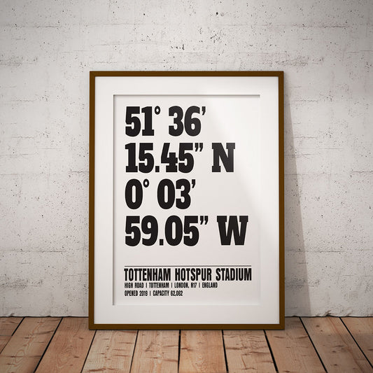 buy Tottenham hotspur stadium location dms coordinates football gift ground geography print pixel8er