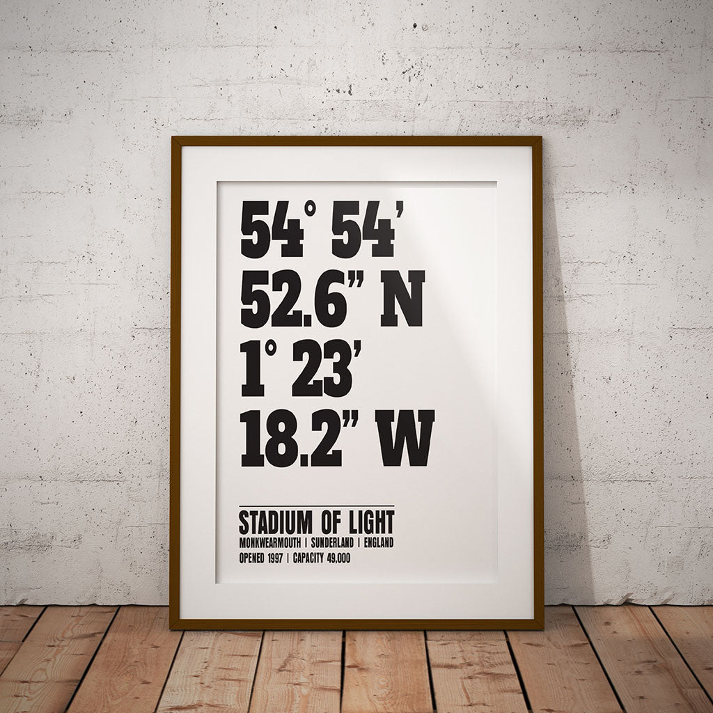 bubuy Sunderland athletic football club stadium location geography coordinates print pixel8er stadium of light