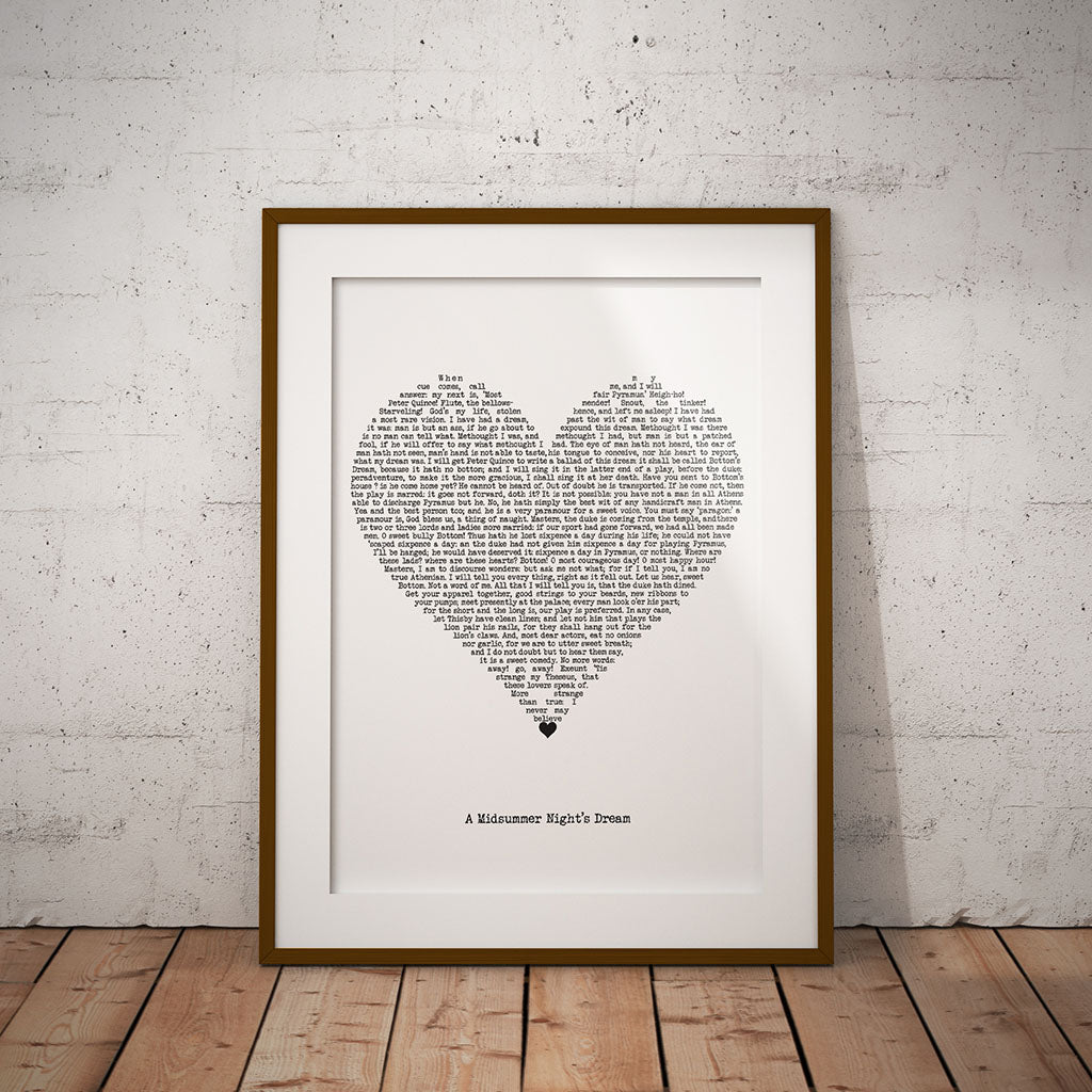 buy book nerd gift classic william shakespeare quote theatre literature play Midsummers lover art print heart Dream pixel8er