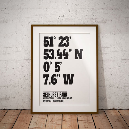 buy football crystal palace selhurst park Stadium Coordinates print pixel8er buy location instant digital download downloadable printable