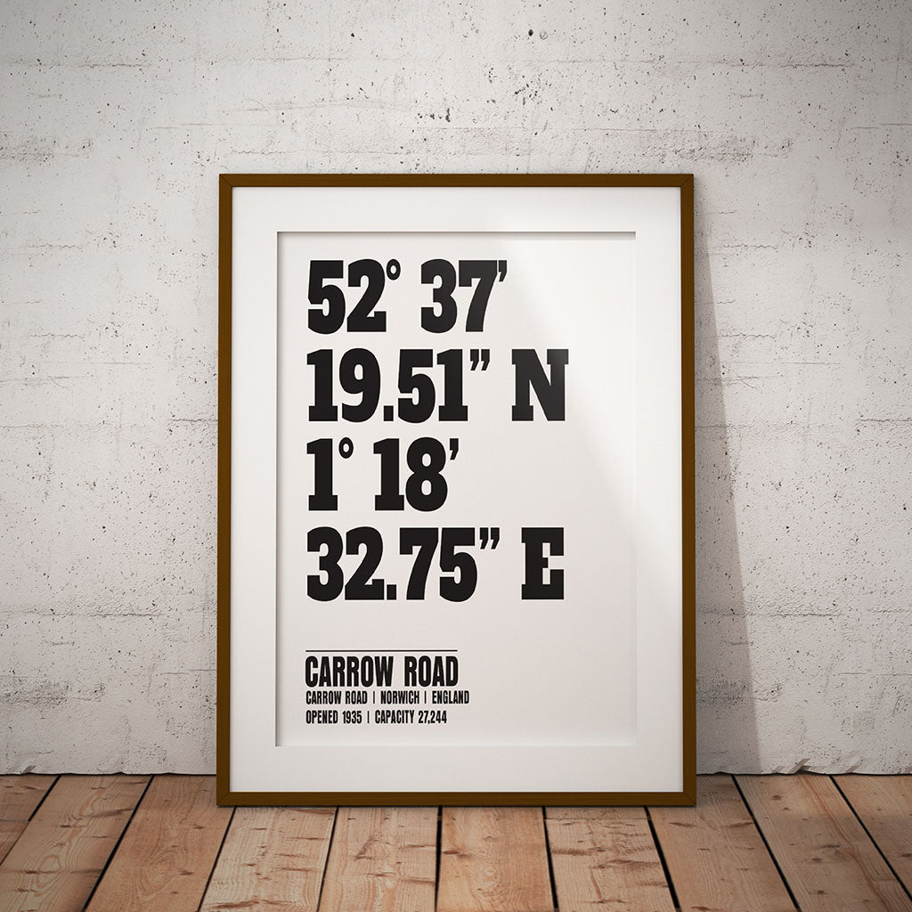 norwich city carrow road football stadium location coordinates print pixel8er football art buy ground