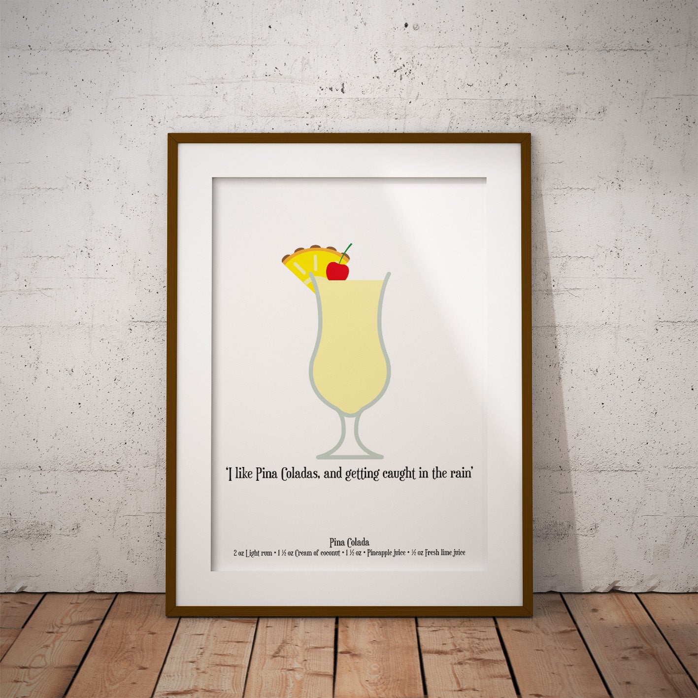 buy i like pina coladas getting caught rain barry manilow song lyric cocktail fun print art drink alcohol booze gift pixel8er