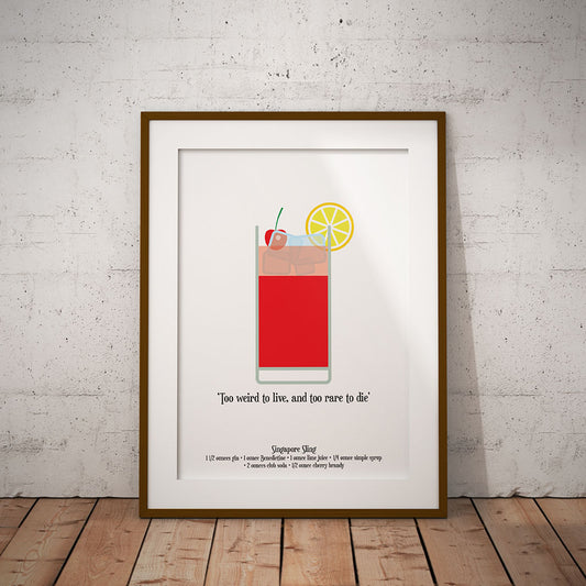 buy movie film retro loathing too weird to lie too rare to die singapore sling fear loathing quote print cocktail recipe art print pixel8er