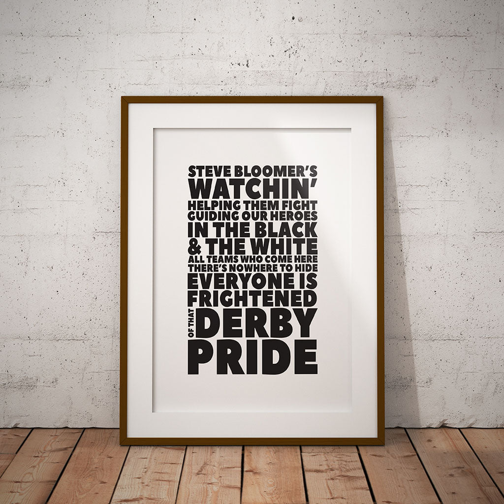 buy derby county steve bloomer watching pride park chant football lyrics art print lyrics pixel8er terrace instant digital downloadable download printable